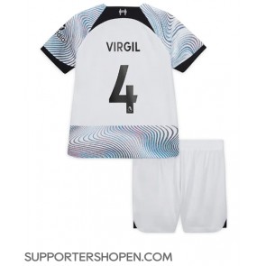 Liverpool Virgil van Dijk #4 Bortatröja Barn 2022-23 Kortärmad (+ korta byxor)